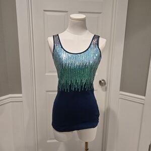 Express Sequin and Blue Tank Top Size Medium